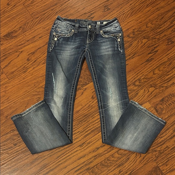 Miss Me Denim - Miss Me Dark Blue Flare Jeans with Embellishments